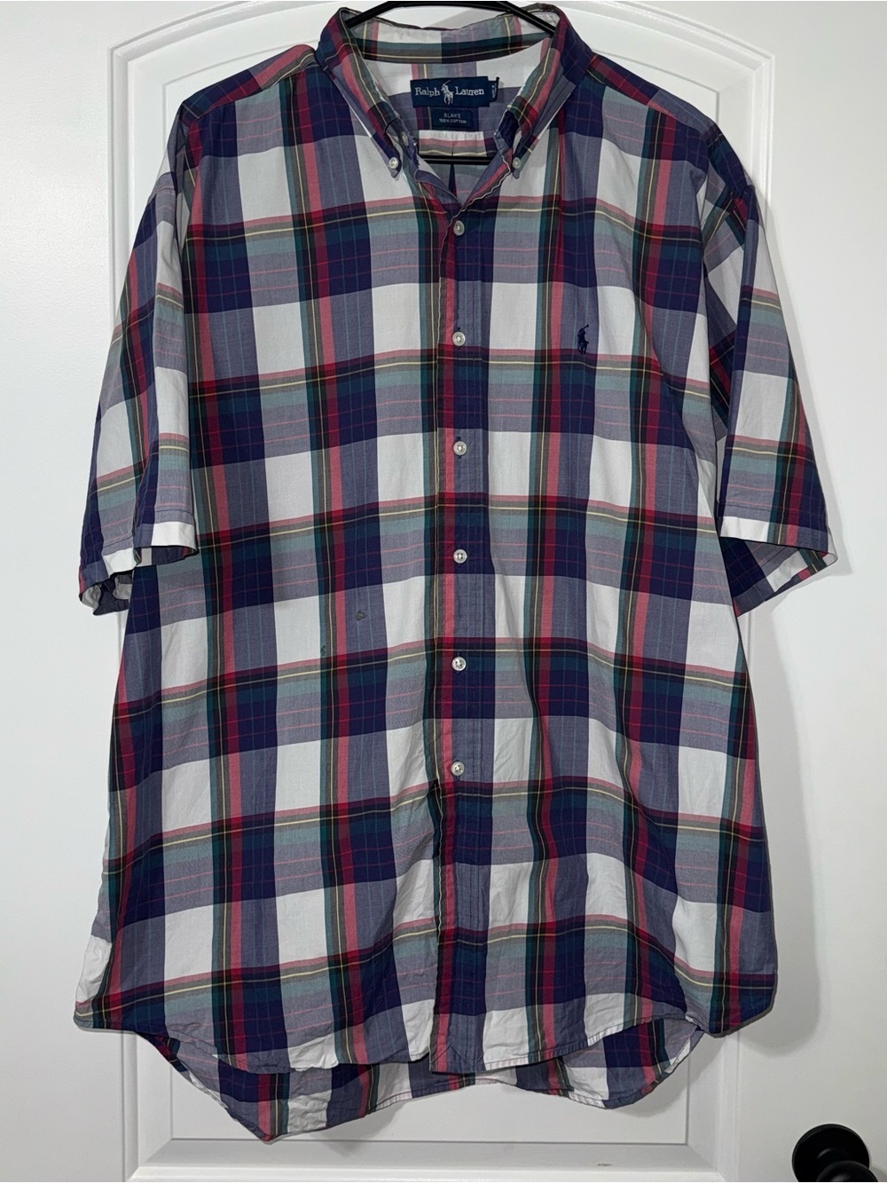 Ralph Lauren Short Sleeve Button Down Shirt Men’s Size XL Blake Cotton Plaid